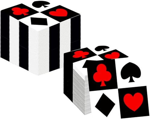 100 Stück Casino-Servietten, Poker-Servietten, Casino-Partyzubehör, Einweg-Servietten, Casino-Party, Cocktail-Servietten, Las Vegas-Servietten für Casino-Nacht, Pokerspiel, Themenkarten, Spielclub,