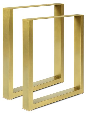 Magnetic Mobel 2 x Tischbeine aus Metall für Schreibtisch Esstisch, Möbelfüße Tischgestell Tischuntergestell Tischkufen (Gold | Profil 8x4 cm, 40x72 cm)