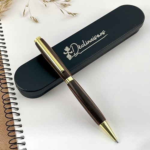 Déclinaisons – Personalisierbarer Kugelschreiber aus Ebenholz Macassar – Handgefertigt in Frankreich mit persönlicher Gravur – Geschenkbox für Geschäft, Weihnachten, Geburtstag, Hochzeit