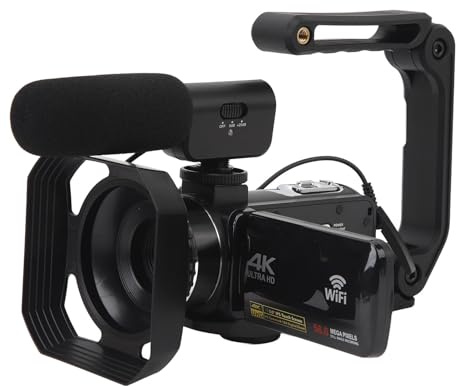 Jectse 4K Video Kamera Camcorder, Digitalkamera mit Fernbedienung & Mikrofon & Haube, 56M 4K 30FPS IR Nachtsicht 18X Zoom 3.0in IPS Touch Scree Professionelle Vlogging Kamera