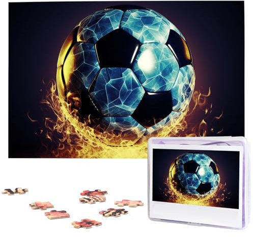 SaifFe Coole Fußball-Puzzles, 1000 Teile, Personalisiertes Puzzle, Foto-Puzzle Für Familie, Bilder-Puzzle Für Erwachsene, Hochzeit, Geburtstag/Cool Soccer Ball/1000Pcs