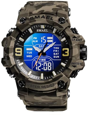 Militär Uhr Digitaluhr Herren Digital Armbanduhr 5 ATM Wasserdicht Military Watch Tactical Herrenuhr Schwarz Grün Jungen Sportuhr Männer Outdoor Chronograph Herren Stoppuhr Sport Wecker Vibration
