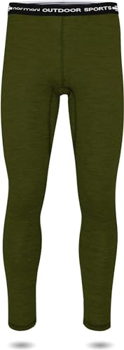 normani Herren Merino Unterhose Thermounterwäsche Funktionshose Lang Baselayer Leggins Ski-Winterhose - 100% Merinowolle 200 g/m² Farbe Grün Größe 5XL