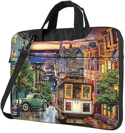 AABSTBFM San Francisco bedruckte Laptoptasche – Laptop-Hülle – moderne Laptop-Umhängetasche Computertasche für Business, Reisen, Schule, Büro, San Francisco, 14 inch
