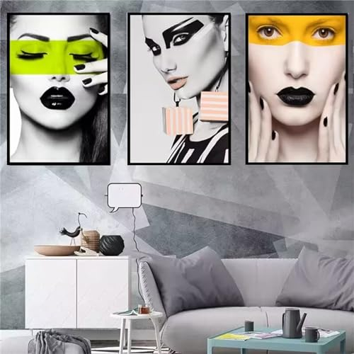 Jaxiaco 5D DIY Diamond Art Painting Kits Vollbohrer, Frau Strass Kreuzstich Stickerei Leinwand 3 Stück Diamant Malerei Bilder Painting nach Zahlen für Kinder Erwachsene Wohnwand Dekor 50x70cm T-355