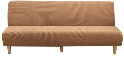 Sofabezug Ohne Armlehnen Beige/Grau 3/2 Sitzer Sofabettüberzug Ohne Armlehne Rutschfest Stretch Spandex Futon-Sofa-Sitzbezüge Faltbar Sofabezug klappbares Schlafsofa Schonbezug(190-210cm,Camel)