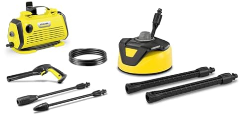 Kärcher K 3 Horizontal Pressure Washer, Pressure: max. 120 bar, Flow Rate: 380 l/h & T-Racer T 5 Surface Cleaner (Splash Protection, for Large Areas, Two Flat Jet nozzles