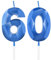 Königsblaue Kerzen zum 60th Geburtstag, 3D blaue Zahl 60 Kerze für Kuchen, Frauen Männer 60th Geburtstag Dekorationen, blaue Kuchendekorationen, blaue Kerze Kuchen für Geburtstagsfeier Hochzeitstag