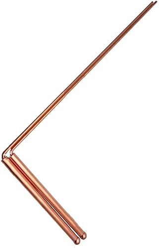 Lot de 2 tiges de radiesthésie en cuivre à 99,9 % pour eau, trésor, minéraux, outils de recherche, longueur 30,5 cm (tête unique – perle ronde)
