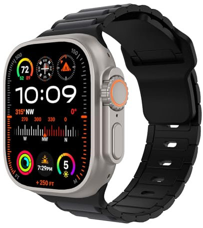 MoKo Sport Straps Compatible with Apple Watch Ultra 2 Strap 49mm 46mm 45mm 44mm 42mm for Men Women,Two-Tone Silicone Replacement Band for iWatch Strap SE Series 10 9 8 7 6 5 4 Ultra 2,B/CoalBlack