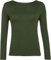 FASHION MY LOVE Women Ladies Long Sleeve Round Neck Plain Top Stretchy Casual Summer T-Shirts Basic Slim fit Tee Tops UK Plus Size 8-26 Khaki