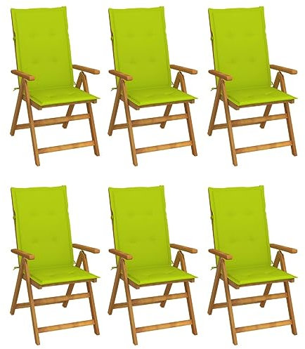 Sufrk Klappbare Gartenstühle 6 STK. mit Auflagen TerrassenstüHle CampingstüHle Set Klappbar StüHle FüR DraußEn BalkonstüHle Massivholz Akazie - 3064130