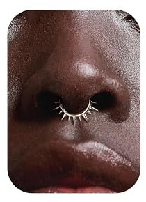 BodyBonita 16G Spike Septum Piercing – 316L Edelstahl Nasenpiercing Conch Helix Piercings Schmuck Nasenring Tragus Daith Knorpel Ohrpiercing Silber 8mm Stil 6