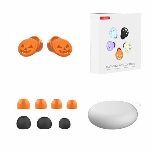 HSTWODE 1 Paar silikon ohrstöpsel Plus Ersatz-Schwammköpfe,ohrstöpsel zum schlafen,für den Alltag auf Reisen, zum Schlafen oder Lernen (Kürbis Orange, Einheitsgröße)