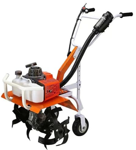 Mini Tiller Garden Cultivator 4 Stroke Gasoline Rotary Tiller Petrol Cultivator 9000RPM 1.2L Fuel Tank 6-inch Working Depth Digging Agricultural Tools