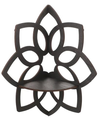 OZLCUA Blumenregal Schwimmendes Eckregal, Wand-Eckregale, Holz-Mandala-Blumen-Bücherregal, Kristall-Display-Regal, Schlafzimmer, Badezimmer Pflanzenständer