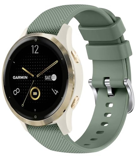 ZGCE Correa para Garmin Venu 2S / Venu 3S / Vivomove 3S / Vivoactive 4S, 18mm Correa deportiva de silicona para Fossil Woman Gen 6 / Fossil Woman Gen 5E, Verde oliva