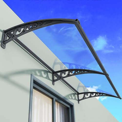 Auvent De Terrasse Toit Marquise En Polycarbonate Moderne, Marquise De Porte Exterieur, Protection Marquise Solaire De Terrasse Résistante, Pour Maison, Balcon, Garage, Fenêtre, Terrasse(Transparent,1