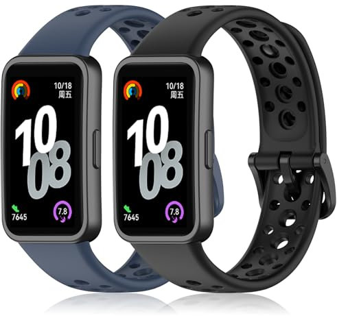 ENCorrea 2 Piezas Correa Compatible con Huawei Band 10/Huawei Band 9/Huawei Band 8, Ajustable Deportiva Pulsera de Silicona Suave de Repuesto para Huawei Band 10/9/8.(No host)