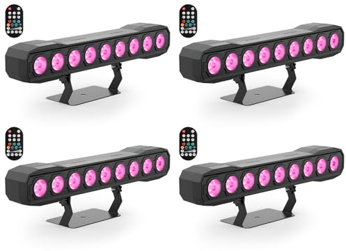 9 RGBW LED Wall Washer Bühnenlicht 60W, Lichtleiste Effektstrahler mit Fernbedienung DMX512 Stroboskop Discolicht Partylicht für Hochzeit DJ Outdoor Weihnachten 4PCS