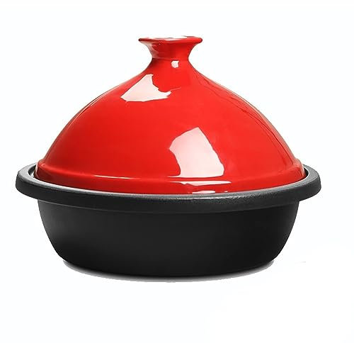 HAJHI Enamel Tangine Traditional Moroccan Tagine Ceramic Lid for 3-6 People Tajine Pot for Gas Electric Stoves Fried Stewed