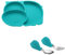 PERSELOSO 1 ensemble Assiette de Nourriture pour Garçon Fille Silicone Set Complet avec Cuillère et Fourchette Assiette Compartimentée pour Apprentissage de Alimentation Vert