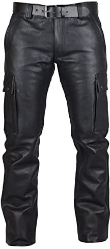 Schwarze Lederhose Herren Lang Kunstlederhose Herren Stretch Bikerjeans Büffelleder Mit Multi Taschen Cargohosen In Nubuk Leder Gothic Steampunk Stoffhose Bequeme Sporthose Halloween Kostüm