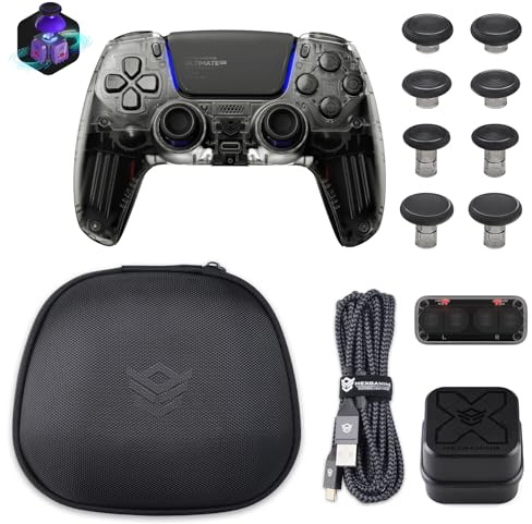 HEXGAMING ULTIMATE PRO Controller per ps5/PC,Wireless/USB Joystick Pro | 4 Tasti Posteriori Rimappabili&8 Levette Analogiche Effetto Hall&6 Profil&Trigger Grilletti Regolabili,Nero Esploratore