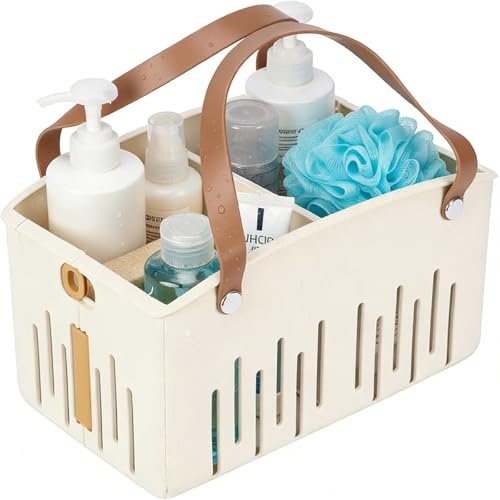 Punorric Portable Shower Caddy Basket, Collapsible Plastic Storage Basket Bath Basket for Shower and Care Accessories, Caddy Organizer Bin for Bathroom, College Dorm, Pantry, Kitchen