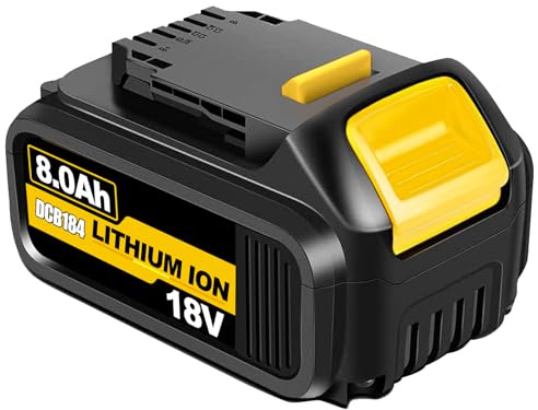 8.0Ah Lithium Batteries Replacement for Dewalt 18V Battery, Compatible with Dewalt Battery DCB184 DCB200 DCB1820 DCB181 DCB182 DCB201 DCB200-2 Cordlesss Power Tools (1-Packs)