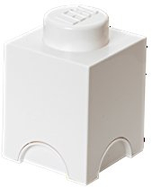 LEGO Storage Brick 1 Knob White - Stackable Box With Lid, 1.2L Capacity, for Desk and Room Organization, Toy Storage, Home Decor