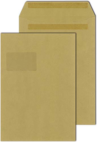 MAILmedia Versandtaschen DIN C4 selbstklebend Natron braun 90 g/m² mit Fenster