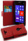 cadorabo Coque pour Nokia Lumia 925 en Rouge Cerise - Housse Protection en Similicuir Structuré avec Stand Horizontal et Fente Carte - Portefeuille Etui Poche Folio Case Cover
