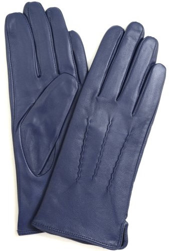 Snugrugs Lederhandschuhe für Damen mit eingewobenem 3-fach Stick-Design & warmen Vliesfutter, superweich (Blau - M)