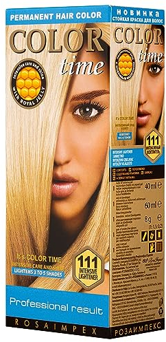 Color Time Tinte Permanente en Gel Blanqueador Intensivo 111| Enriquecido con Jalea Real y Vitamina C | Coloracion Permanente para el Cabello I 100 ML
