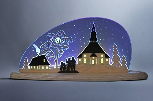 WEIGLA Motivleuchte Seiffener Kirche Länge ca 47cm NEU Schwibbogen Lichterbogen LED Erzgebirge Bergkirche Frauenkirche Gotteshaus Glas Bergmann Seiffen