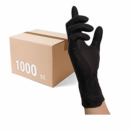 100 Stück Nitril Einweghandschuhe, Einmalhandschuhe puderfreie und unsterile Kochhandschuhe Tättowierhandschuhe Tattoo Handschuhe, (S,schwarz)