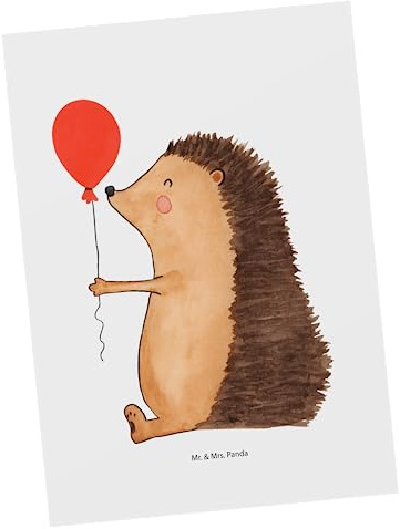 Mr. & Mrs. Panda Postkarte Igel Luftballon - Geschenk, Grußkarte, Ballon, Fotokarte, Happy Birthday, Postkarten, Herzlichen Glückwunsch, Lustige Sprüche, Ansichtskarten, Ansichtskarte, Geburtstag