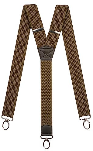 Olata Y Hosenträger mit Karabinerhaken – Frauen- und Herren Hosenträger – 4 cm. Olivgrün