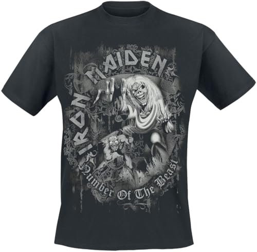 Iron Maiden Number of The Beast Grey Tone Unisex T-Shirt schwarz XXL 100% Baumwolle Band-Merch, Bands