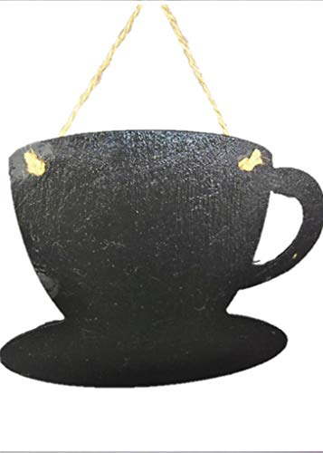 Note Chalk Black Board Rustic Slate Teacup Shape Design Kitchen Memo Message