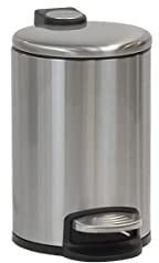 CALITEK 3 Litre Bathroom Pedal Waste Bin Stainless Steel Soft Close Lid Removable Inner Bucket Hands Free Operation (Silver)