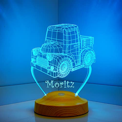 Geschenkelampe LED-Nachtlicht – Individuelle Acryl-Lampe für Babys und Kinder –zur Geburt oder Weihnachten (Lkw)