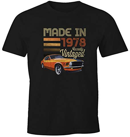 MoonWorks® Herren T-Shirt Geburtstag Retro Vintage Oldtimer siebziger 70er Auto Fun-Shirt 1978 schwarz XS