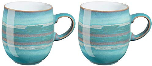 Denby 124048812 Azure Coast 2 Piece Large Curve Mug Set, 400ml