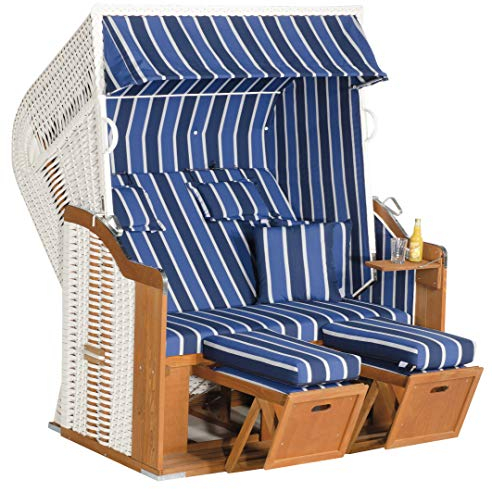 Müsing Rustikal 250 XL Plus Gartenstrandkorb 2-sitzer Kunststoffgeflecht Weiß