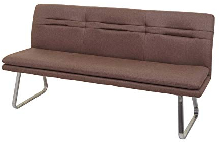 Mendler Sitzbank HWC-H70, Esszimmerbank Bank Polsterbank, R�ckenlehne Stoff/Textil Edelstahl Geb�rstet - braun 180cm