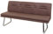 Mendler Sitzbank HWC-H70, Esszimmerbank Bank Polsterbank, Rückenlehne Stoff/Textil Edelstahl gebürstet - braun 180cm