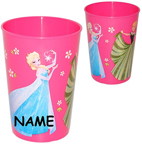 alles-meine.de GmbH 1 Stück Trinkbecher/Becher - Frozen - die Eiskönigin - PINK - 280 ml - incl. Name - auch als Zahnputzbecher/Malbecher - Küche Essen Kind - völlig un..
