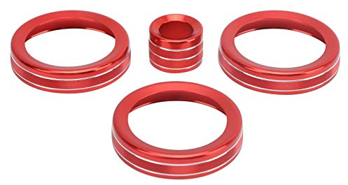 Ajuste de perilla de aire acondicionado 4 piezas A/C anillo de perilla de coche ajuste de volumen ajuste decoración decoración de interiores apto para Range para Rover 2012-2018(rojo)